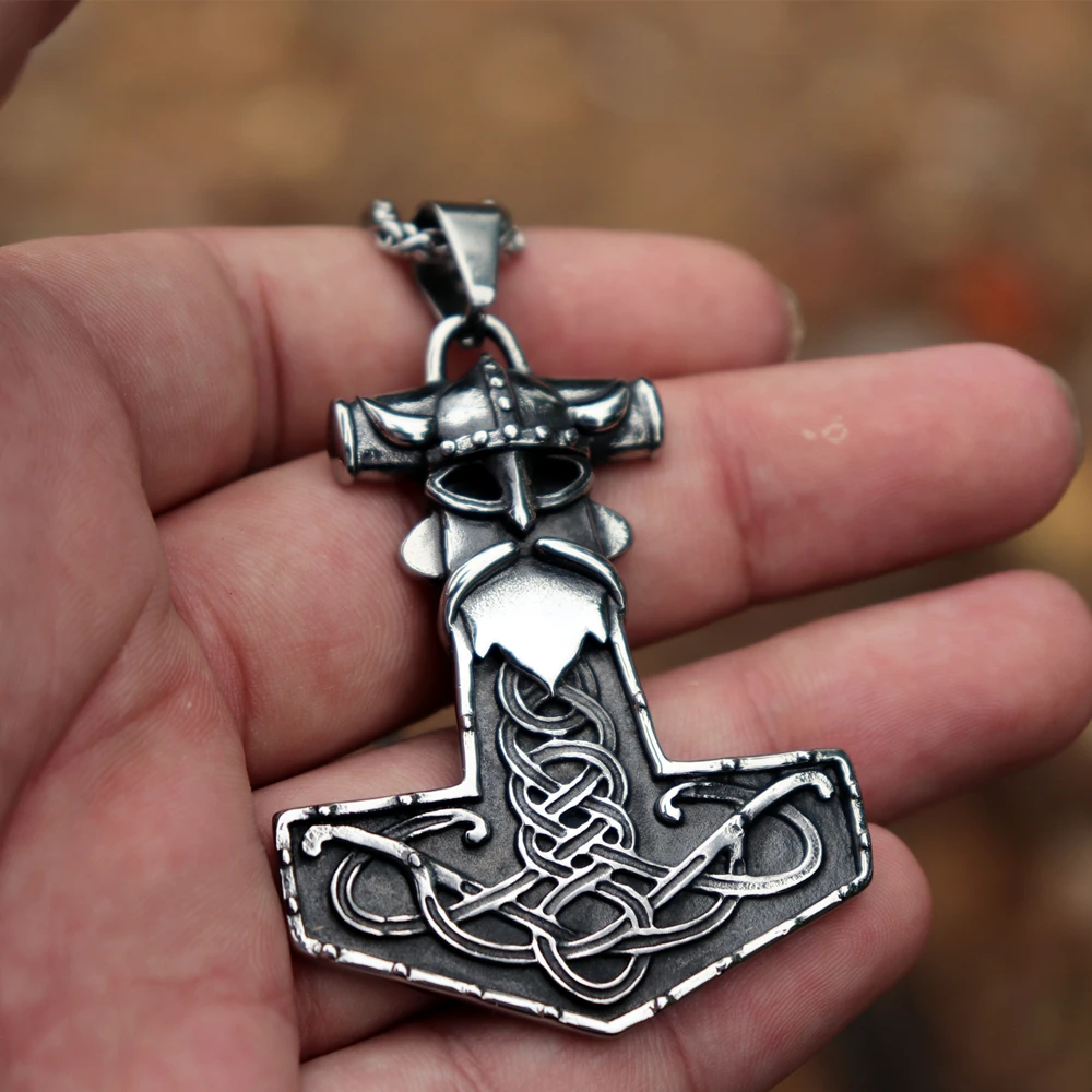 Viking Мужская Тор молоток воин нержавеющая сталь кулон ожерелье скандинавские ювелирные изделия Mjolnir