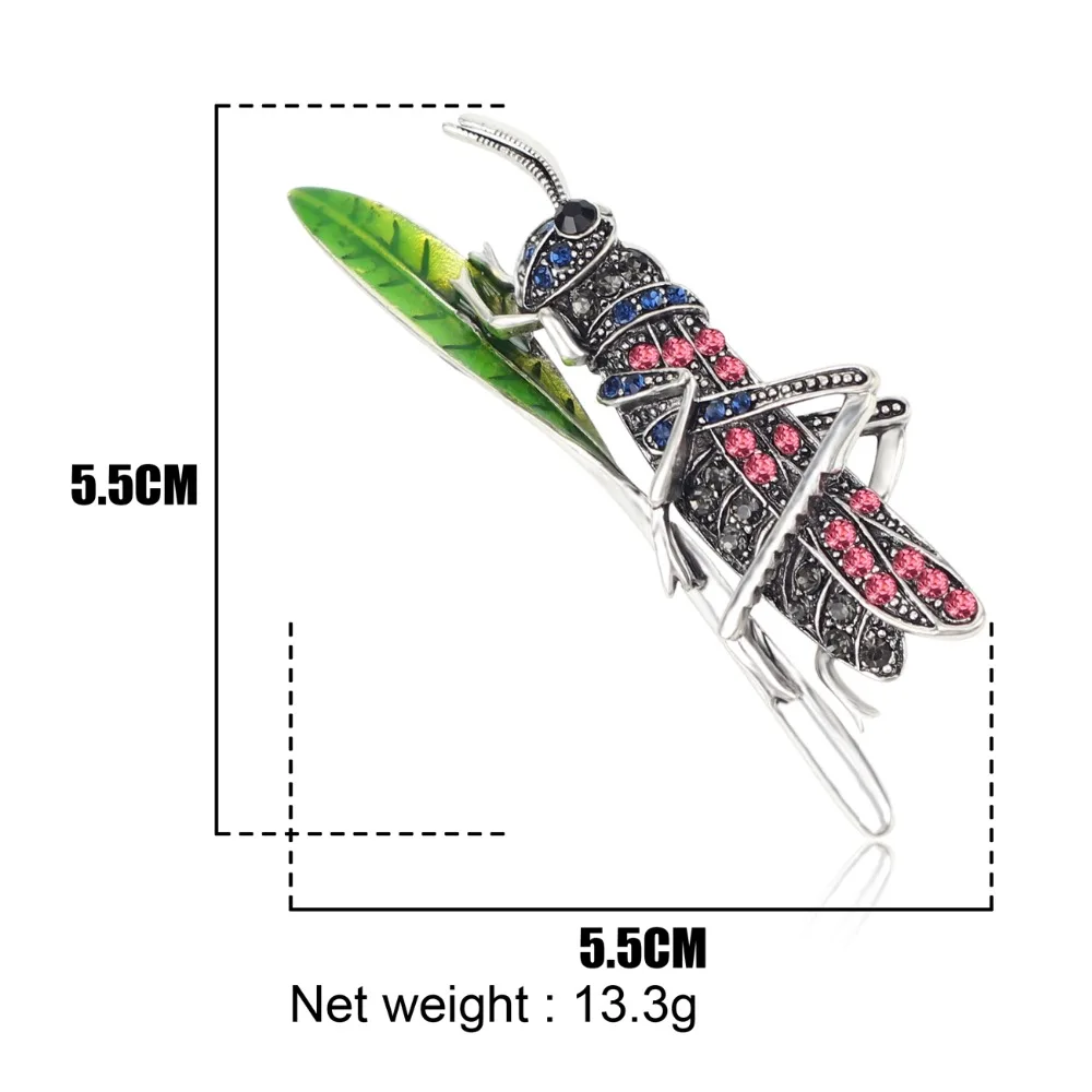 WEVENI Стразы сплав лист Кузнечик броши для одежды шарф ювелирные изделия булавка