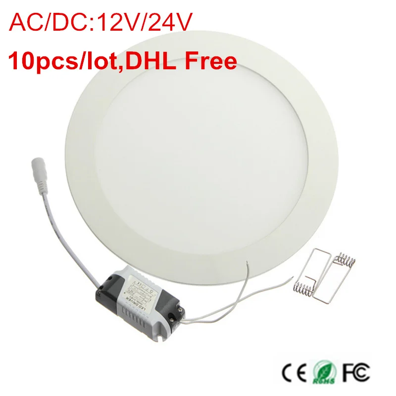 

10pcs LED Ceiling Panel Light 3W 4W 6W 9W 12W 15W 25W High brightness LED Downlight with adapter AC/DC 12V 24V indoor Light