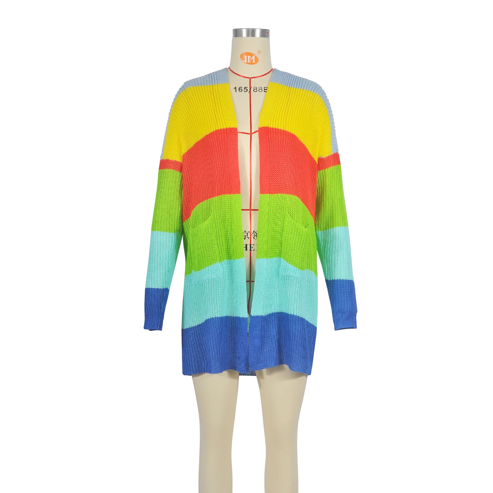 Кардиган женские радужный свитер NORMOV длинный кардиган теплый,сезон осень-зима кардиган,длинный открытый передний кардиган