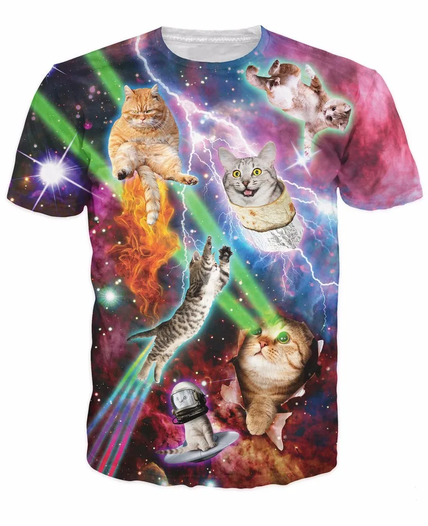 Cat Tee Shirt Крутые футболки с 3D принтом кота Harajuku, футболка с принтом «диско Котенок», модные повседневные топы, удобная футболка Yezzy с космическими галактиками - Цвет: Cat Tee Shirt