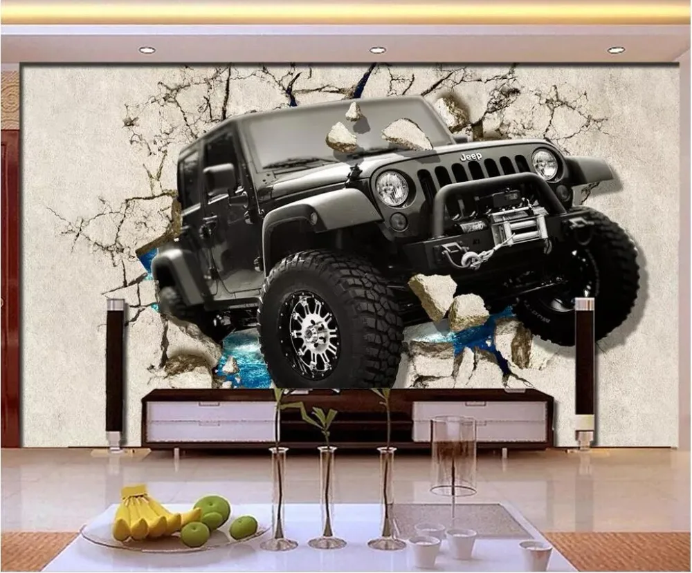 3d фотообои на заказ Настенные обои с изображением разбивания стены из дороги