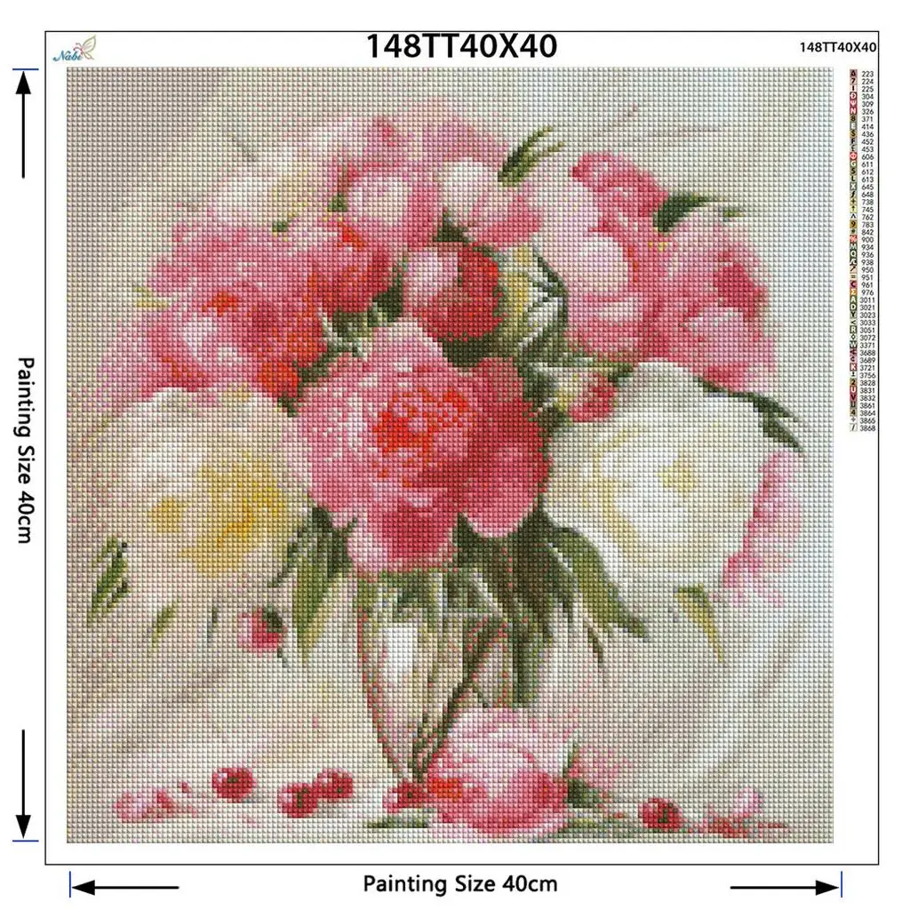 Pink flowers and yellow flowers.needlework diamond square home decor embroidery painting cross stitch | Дом и сад