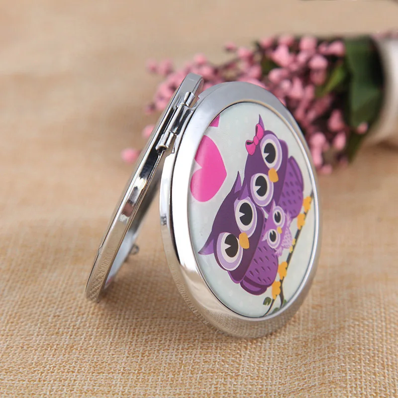 Карманные зеркала для макияжа с милым рисунком совы портативное круглое