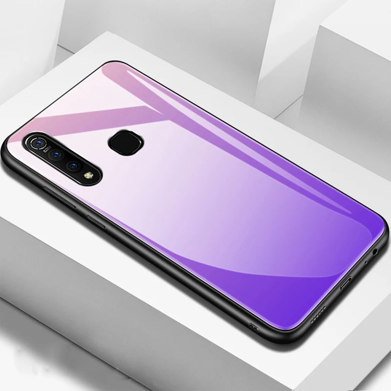 Закаленное стекло крышка для VIVO Z5X z5x градиентный цвет задняя крышка для VIVO Z5 X Мягкие силиконовые чехлы для телефонов VIVOZ5X Funda