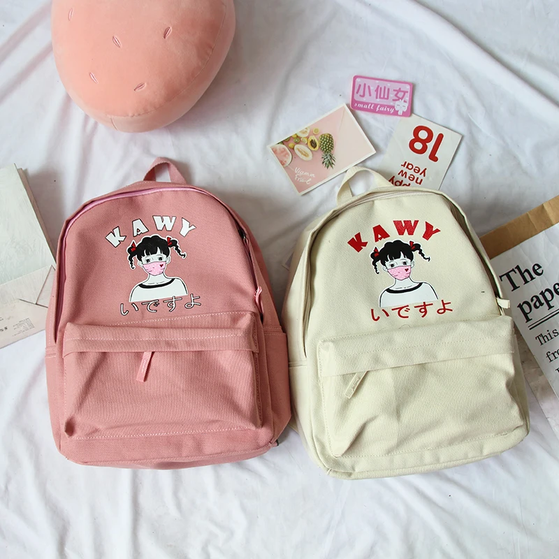 Harajuku Симпатичные школьные рюкзаки для девочек подростков Kawaii аниме принт