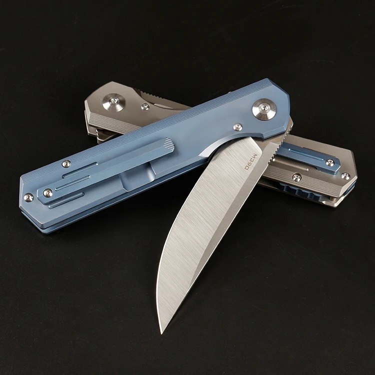 Складной нож Freewolf С флиппером M390 сатиновое лезвие с отверстием CNC TC4 ручка из