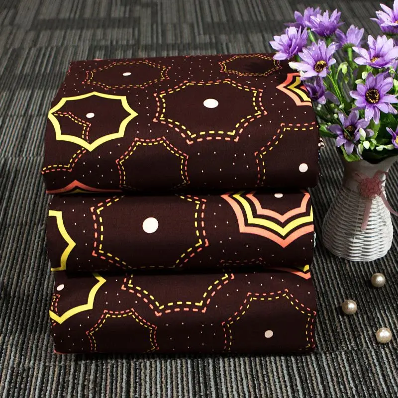 coffee flowral New Octagonal Cotton Fabric Plain Printed Wholesale FP6208 in Summer of 2019 african wax cotton fabric | Дом и сад