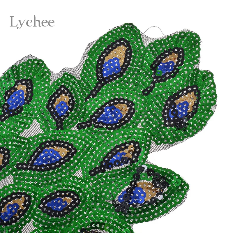 Lychee Life 1 шт. вышивка павлина с блестками нашивка вышитая аппликация на одежду