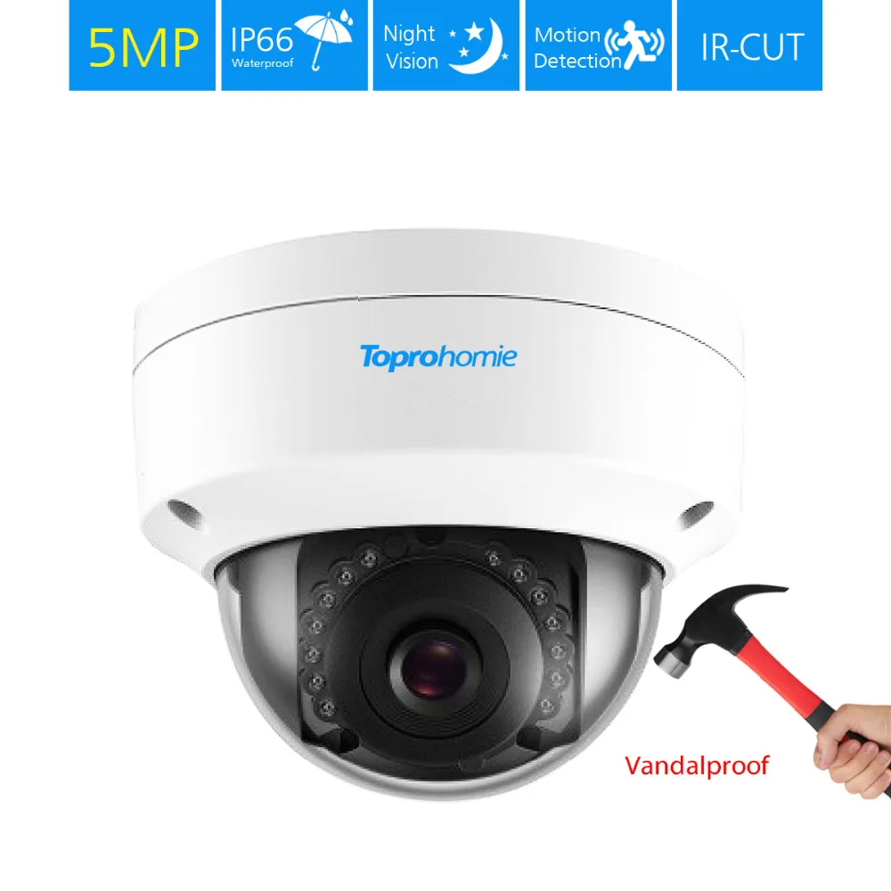 TOPROHOIME SONY CCD AHD CVI TVI 5MP IP66 Антивандальная наружная купольная ИК камера