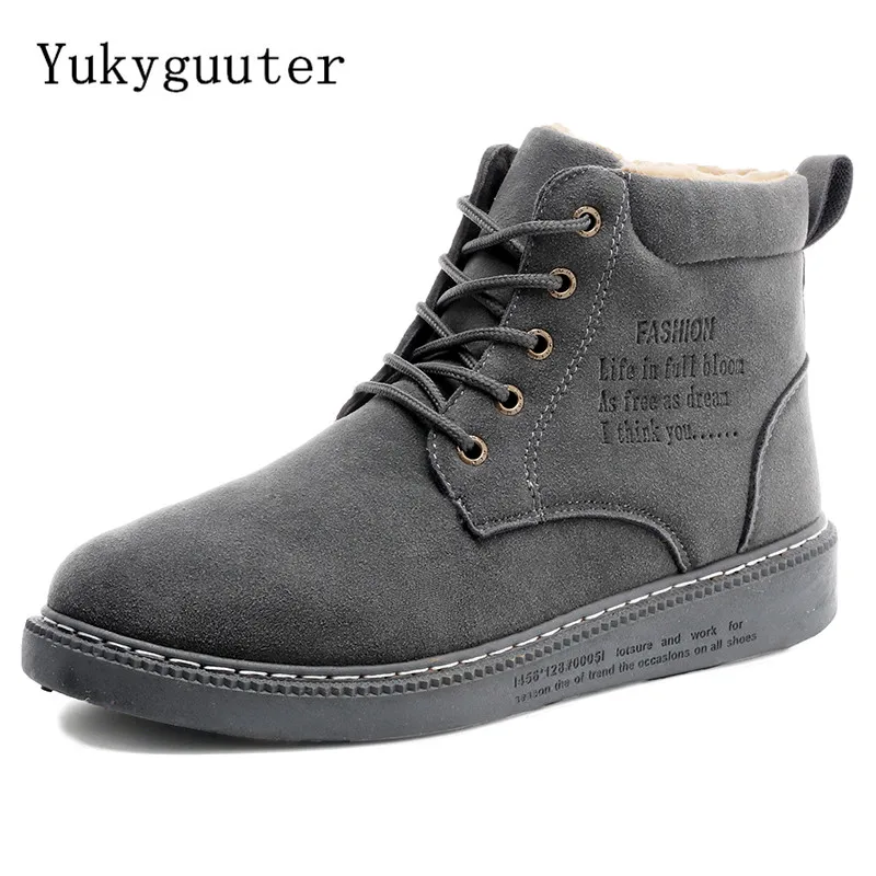 

Men Snow Boots Skateboarding Shoes Sport 2018 Winter Warm Thermal Lace Up Light Weight Sneakers Outdoor Athletic High Quality