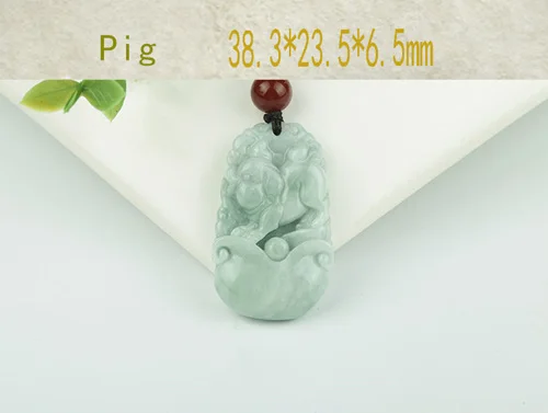 Pig Кулон с изумрудом и подвеской, ручной работы, Прямая поставка, счастливый амулет, Китайский Зодиак, ожерелье с цепочкой для мужчин и женщин, подарок - Цвет камня: Pig