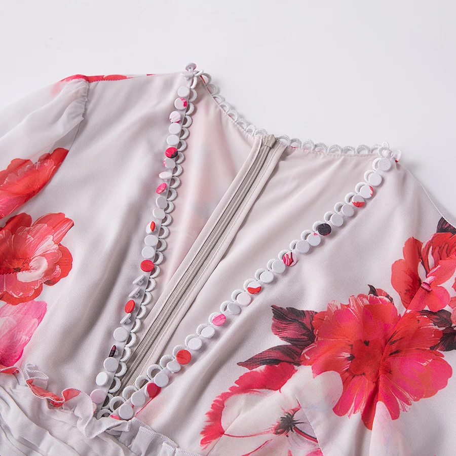 Платье для пляжа AELESEEN Designer Runway 2019 весна осень V-образный вырез цветочный длинное Femme Boho стиль пайетки сексуальное Vestido XXL.