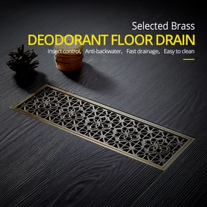 Слив 10*30 см, Евро античная латунь, резная Крышка для слива в полу, слив для душа, слив для отходов, аксессуары для ванной комнаты, фильтр DL8547