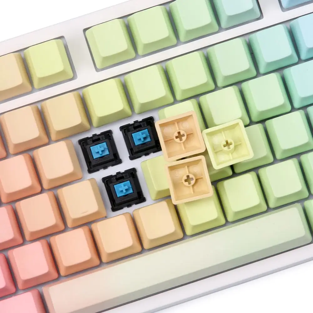 Пустые pbt колпачки для ключей толстые pbt колпачки 1976 oem профиль радужные колпачки для ключей распространяется для wried Механическая игровая клавиатура filco ducky