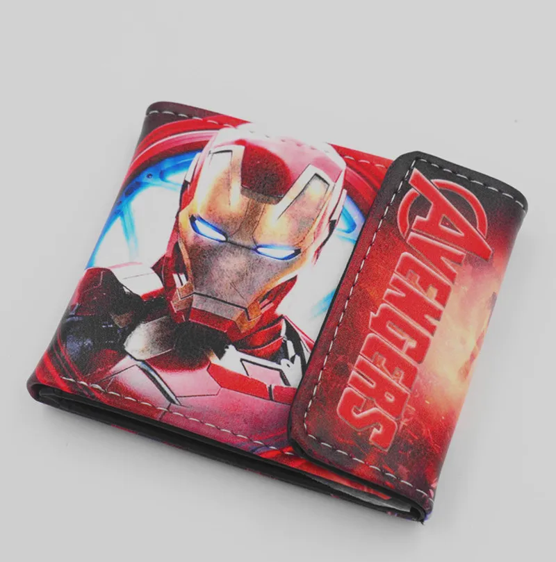 Marvel Мстители эндгейм Железный Человек Pu короткий кошелек для мальчиков и девочек мужской двойные кнопки держатель для кредитных карт с фотографиями держателя слоев кожи 3D печати кошелек