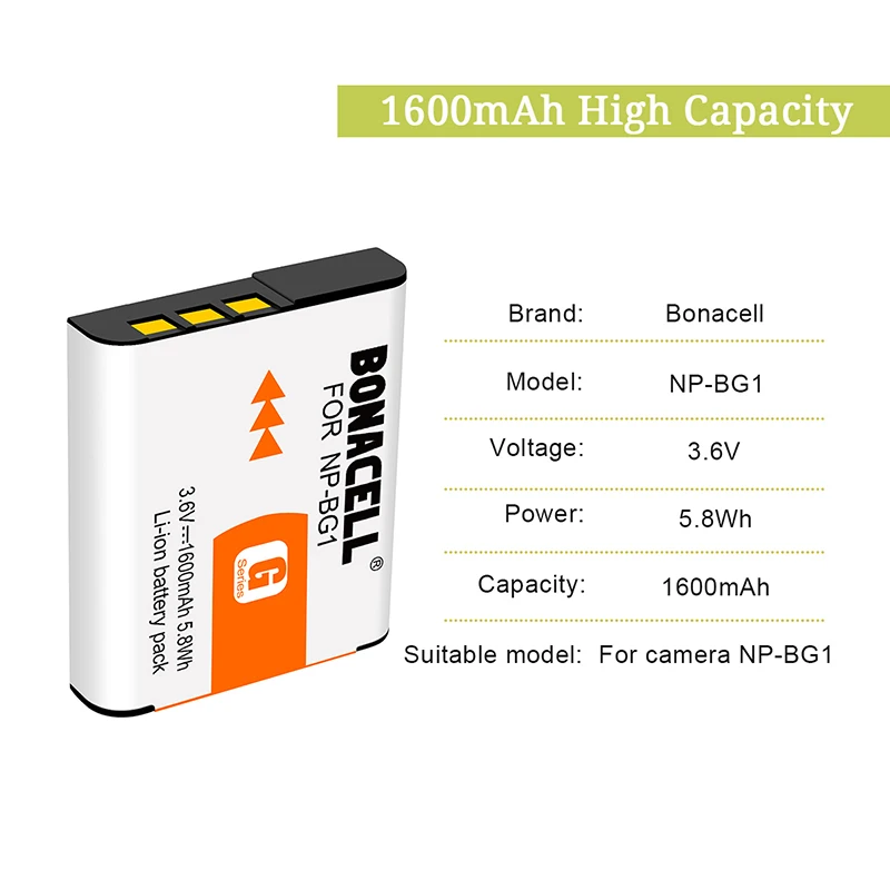 Bonacell NP BG1 для Sony батарея LCD зарядное устройство DSC T100 T20 H3 H7 H9 H10 H20 N2 N1|Перезаряжаемые