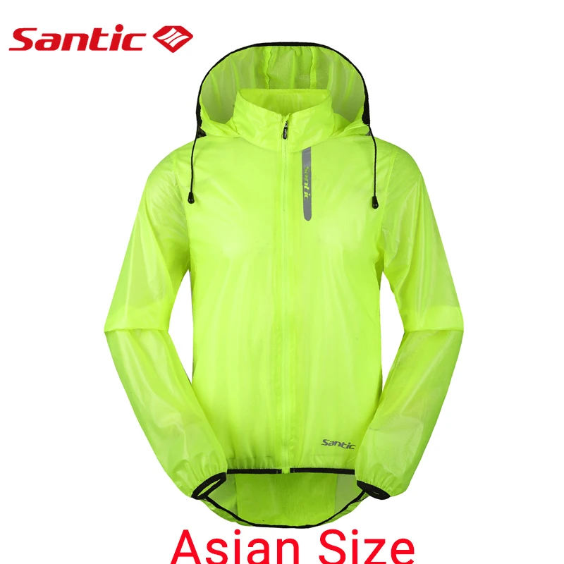 C07008V Asian Size Santic Мужская велосипедная ветрозащитная куртка с защитой от ультрафиолета, отражающая куртка с капюшоном, защищающая от брызг воды, Ультралегкая ветровка, спортивная одежда - Цвет: C07008V Asian Size