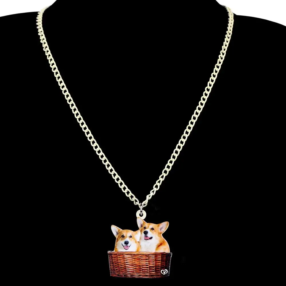 WEVENI акриловая искусственная кожа двойная Corgi цепь воротник забавные украшения