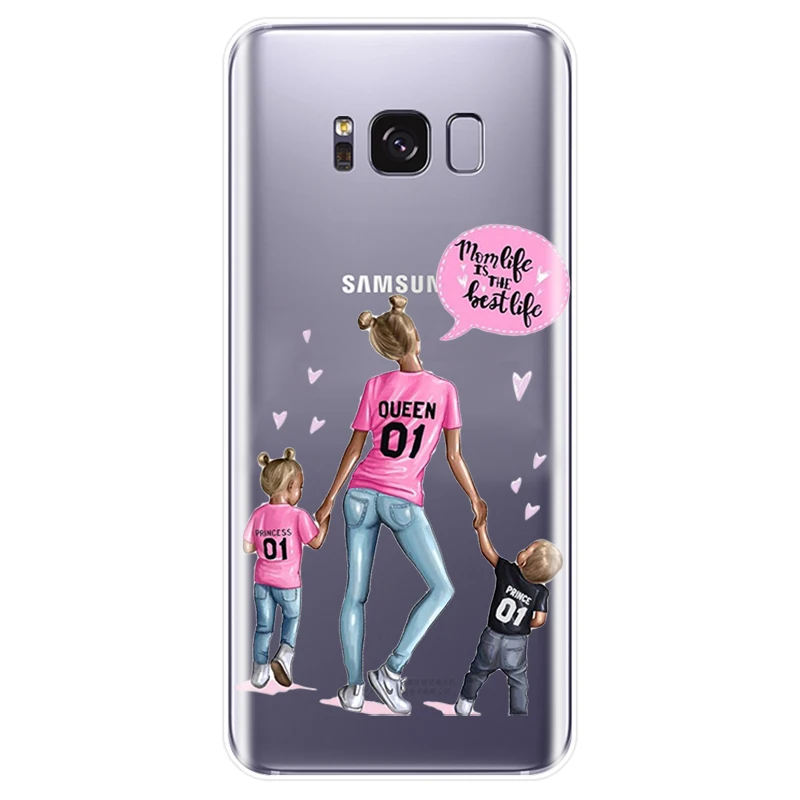 Модный Черный Коричневый чехол для телефона с волосами мамы и дочки Samsung Galaxy S6 S6EDGE
