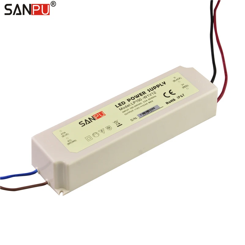 

2017 New SANPU SMPS Power Supply for LED 12V 150W 12A IP67 Switch Driver 110V 220V AC DC Lighting Transformer Waterproof Plastic