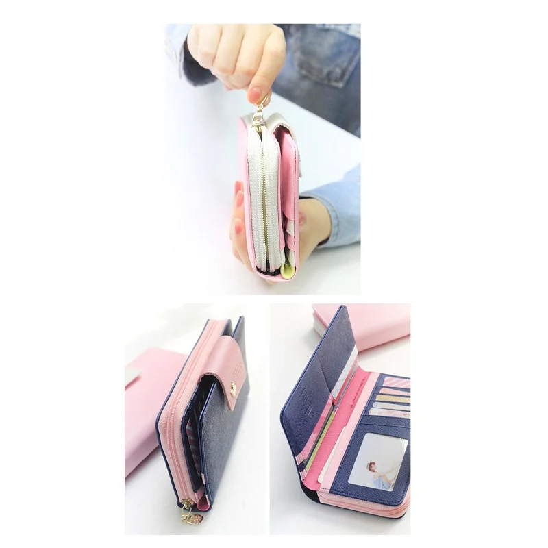 Женский удлиненный кошелек из ПУ кожи на молнии|carteira feminina|card holder clutchpurse card |