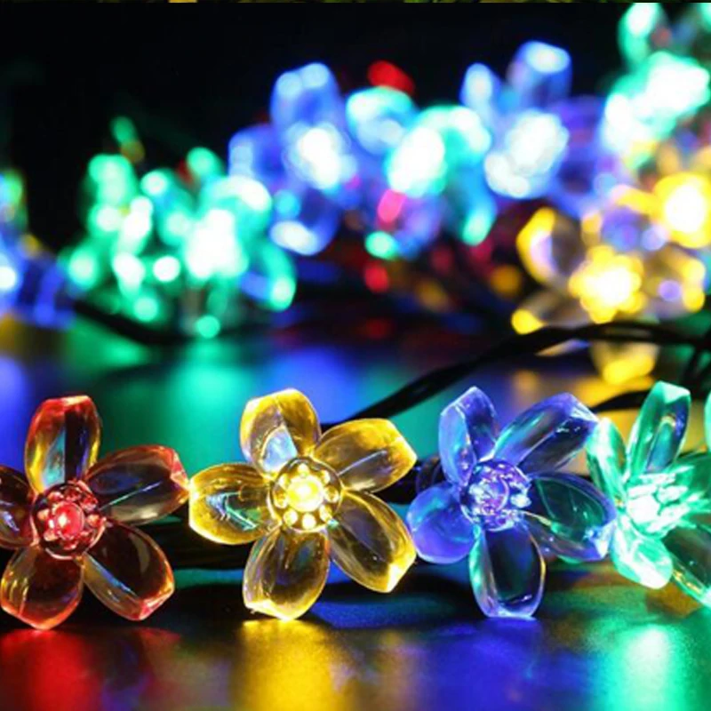 

100LED Solar Garden Light Outdoor Lamps Waterproof Cherry Blossom Flower Solar String Fairy Lights Patio Garden Xmas Decoration