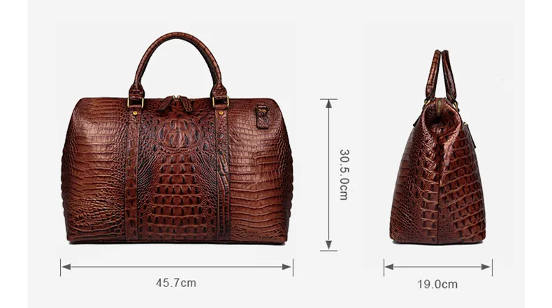 2022 Retro Genuine Leather Men's Handbags Crocodile Pattern Shoulder Messenger Bag Duffel Laptop Diagonal Crossbody Bags Big |