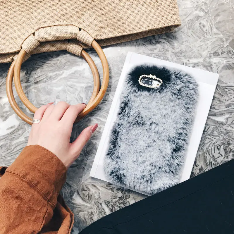 Luxury p20lite Case For Huawei P20 Pro P8 P9 Lite Mate 9 10 Nova 3 3i 3e Cute Warm Fur Hairy Rhinestone Plush Cover Soft Celular |