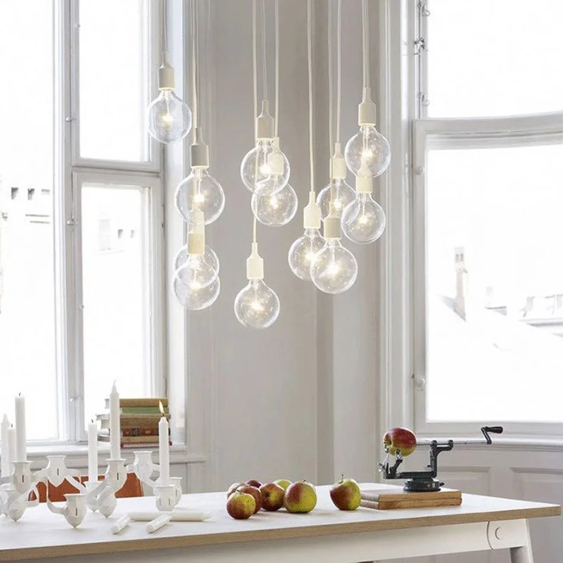 E27 Chandelier Simple Living Room Bedroom Cafe Decoration Chandelier base e27 lamp holder Pendant lamp Ceiling color lamp holder