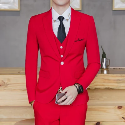 

free shipping new men autumn winter vintage embroidered flowers slim nightclub 3-piece set suits men wedding dress suits CSMS020