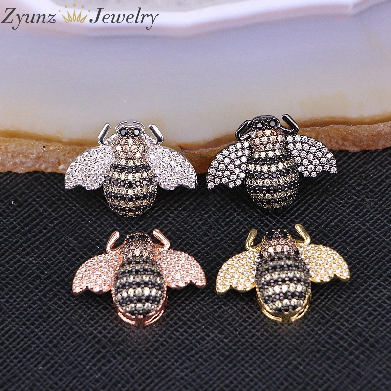 5 шт. ZYZ 9872 чешские Драгоценности Micro Pave Цирконий декор в виде пчел из Кулоны