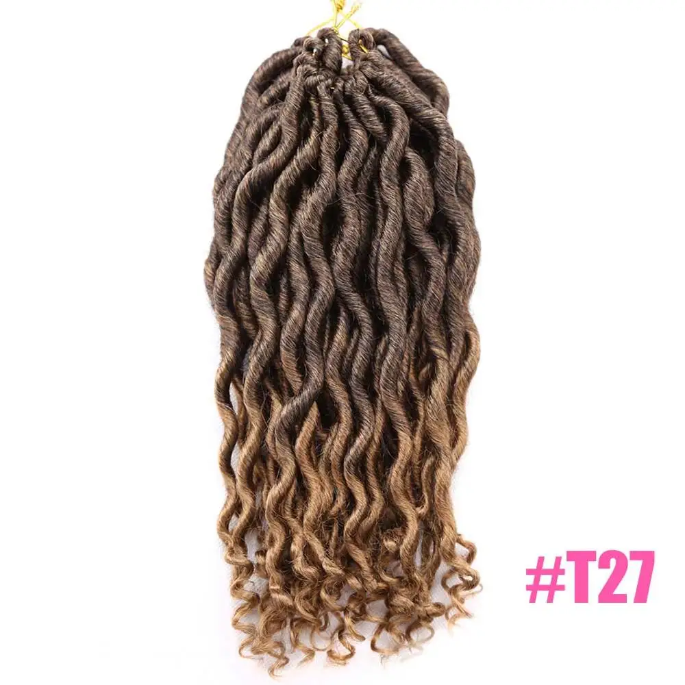T1B/27 Amir Faux locs вьющиеся плетеные пряди волос 12 дюймов дреды волосы для наращивания богиня синтетические вязанные косички волос 12 прядей/шт - Color: T1B/27