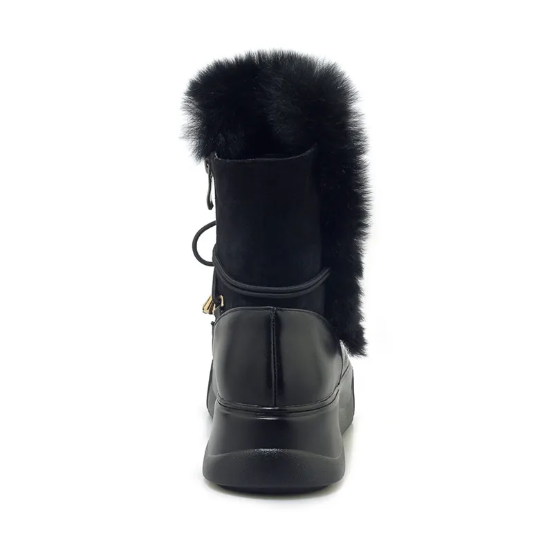 Meotina/женские зимние ботинки; Зимние ботильоны из натуральной кожи с мехом на плоской платформе; Полуботинки на молнии со стразами; женская обувь; размеры 34-39