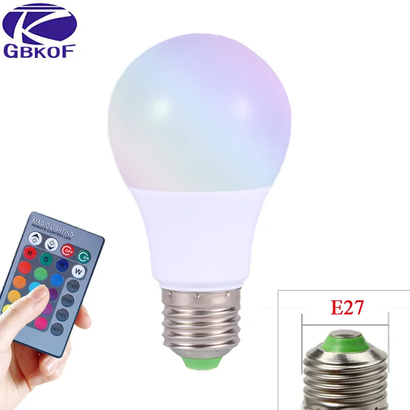 GBKOF E27 RGB светодиодный светильник 3 Вт 5 10 110 В 220 16 цветов с пультом дистанционного