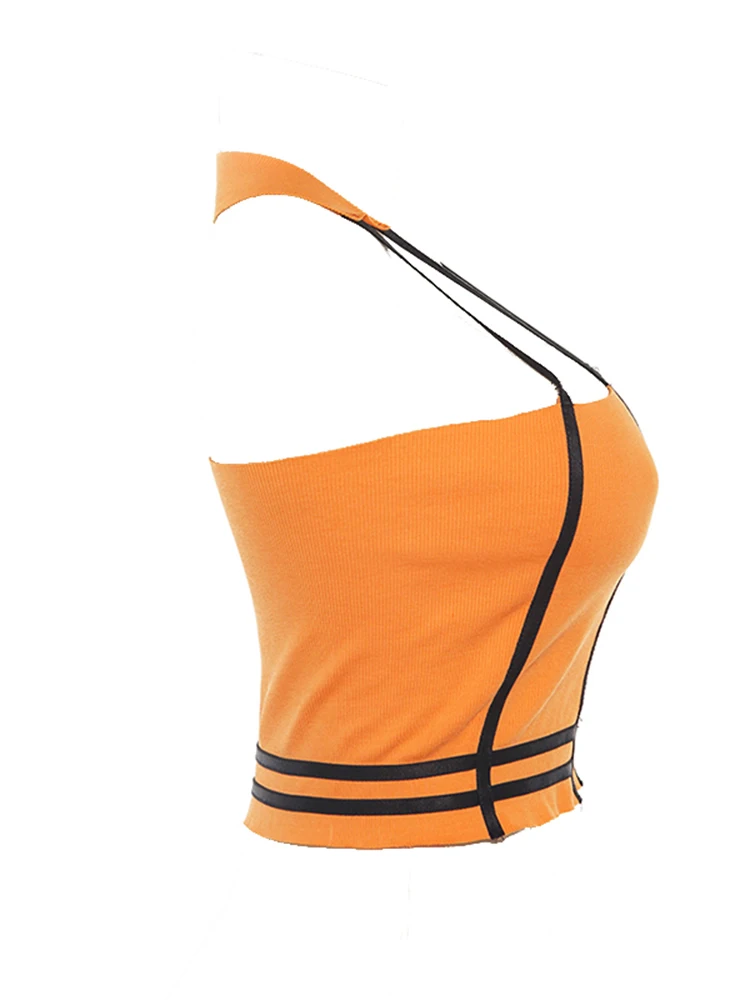 Женский трикотажный топ Neon Orange без рукавов | Женская одежда