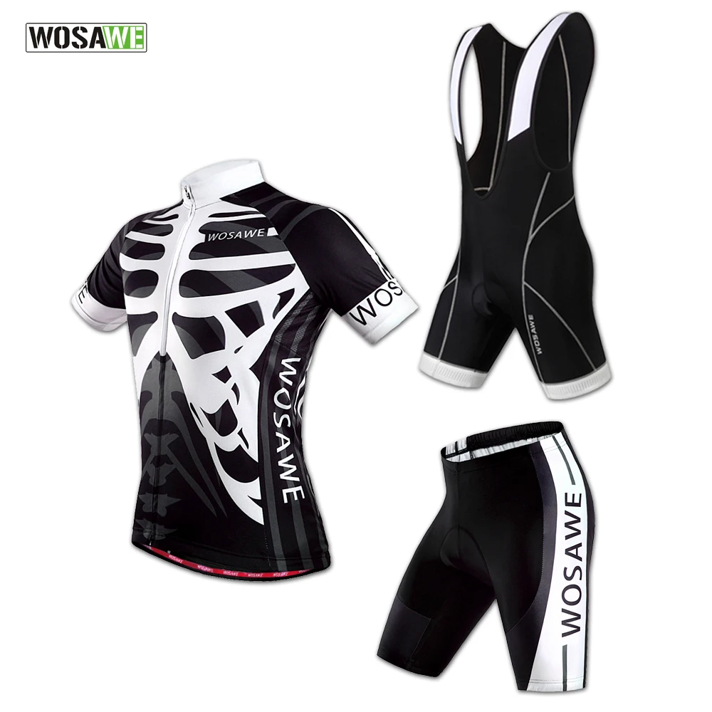 

WOSAWE Summer Skeleton Cycling Jersey+Cycling Shorts Set 4D Gel Padded Bib Shorts Breathable Bike Bicycle Cycling Clothings
