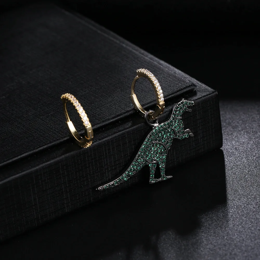 Модные серьги с панк-дизайном и циркониями, золотого цвета, в форме динозавра для женщин высокого качества ZK40.