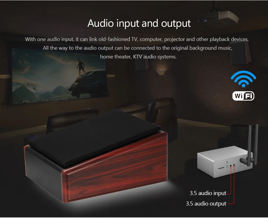 OUPUSHI CL315 20 Вт WI-FI деревянный громкоговоритель Фоновая музыка Настенный громкоговоритель в гостиной спальня домашней аудиосистемы