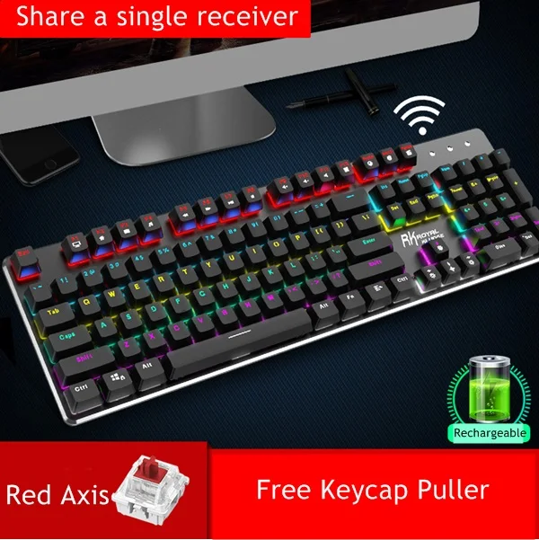 Keyboard Red Axis Royal Kludge RK 935 2,4G беспроводной/проводной двойной режим перезаряжаемая Механическая игровая клавиатура и мышь набор различные режимы светильник - Цвет: Keyboard Red Axis