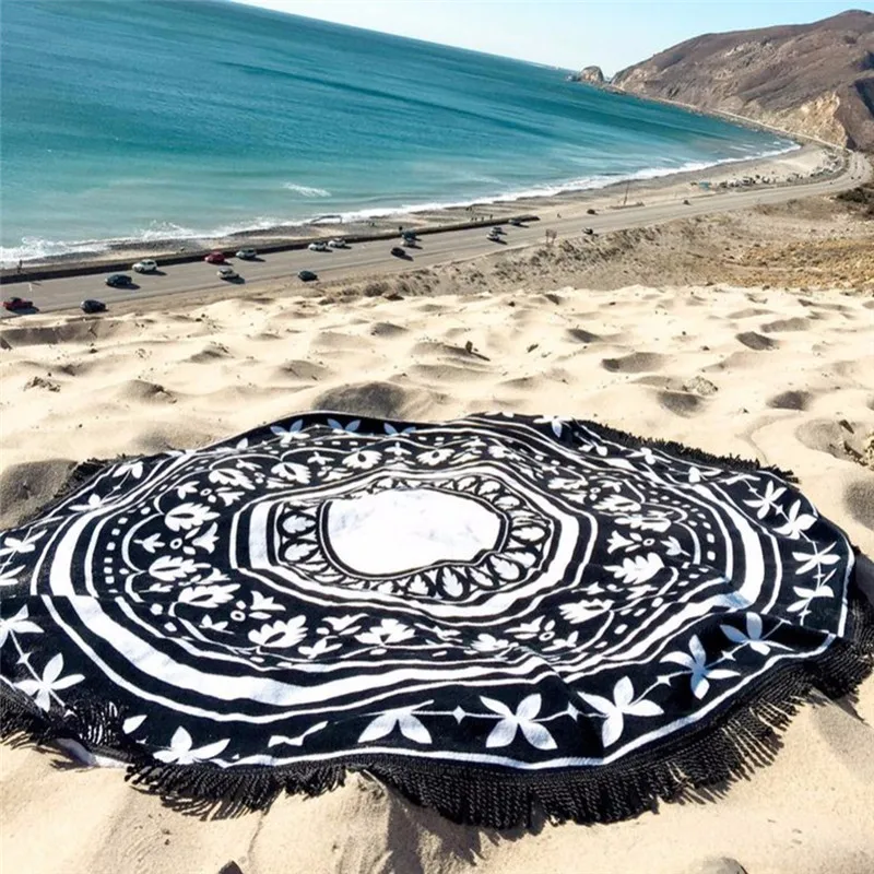 Round Hippie Tapestry Beach Throw Roundie Mandala Towel Mat Bohemian Feature Swim Shawls And Scarves | Аксессуары для одежды