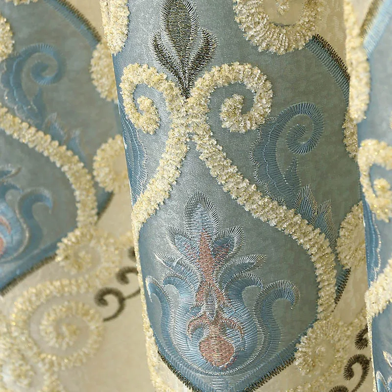 Color 1 Cloth Готовые оконные занавески для гостиной, роскошные шторы с вышивкой, Затемненные занавески из ткани и тюля для виллы, спальни wp303-40 - Цвет: Color 1 Cloth