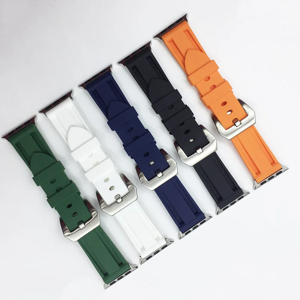 

Ремешок резиновый для Apple Watch 42 мм 44 мм, браслет для часов iWatch Series 7 SE 6 5 4 3, 38 мм 40 мм 41 мм 45 мм