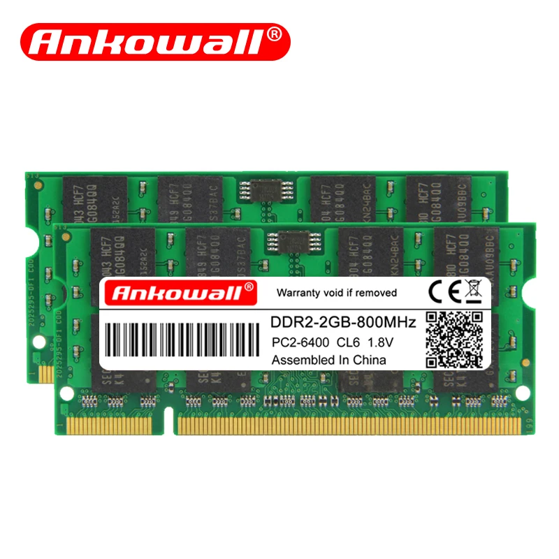 Ankowall 2 шт./лот ddr2 ГБ + Гб = 4 ОЗУ память для ноутбука ноутбук с процессором ddr 800 667 МГц