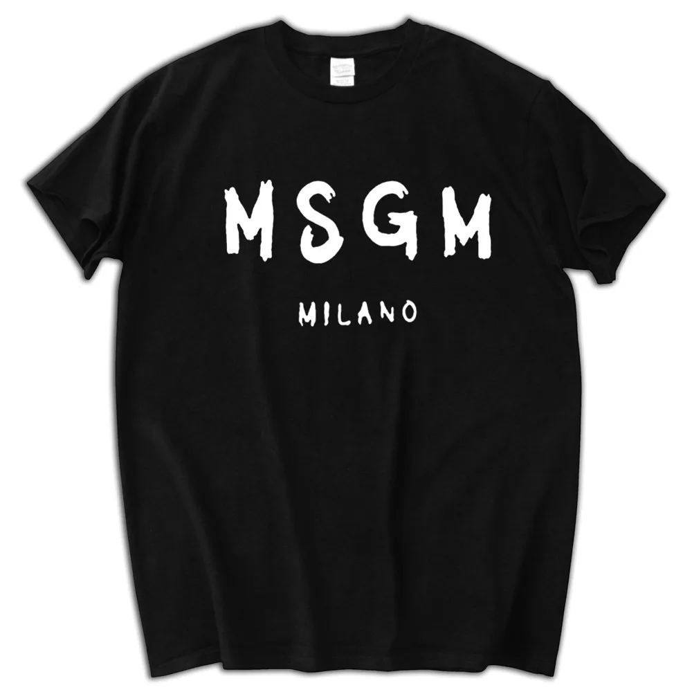 Мужская футболка MSGM, летняя брендовая футболка shubuzbi с буквенным принтом, хлопковая белая серая футболка с круглым вырезом, Прямая поставка sbz5105 - Цвет: black