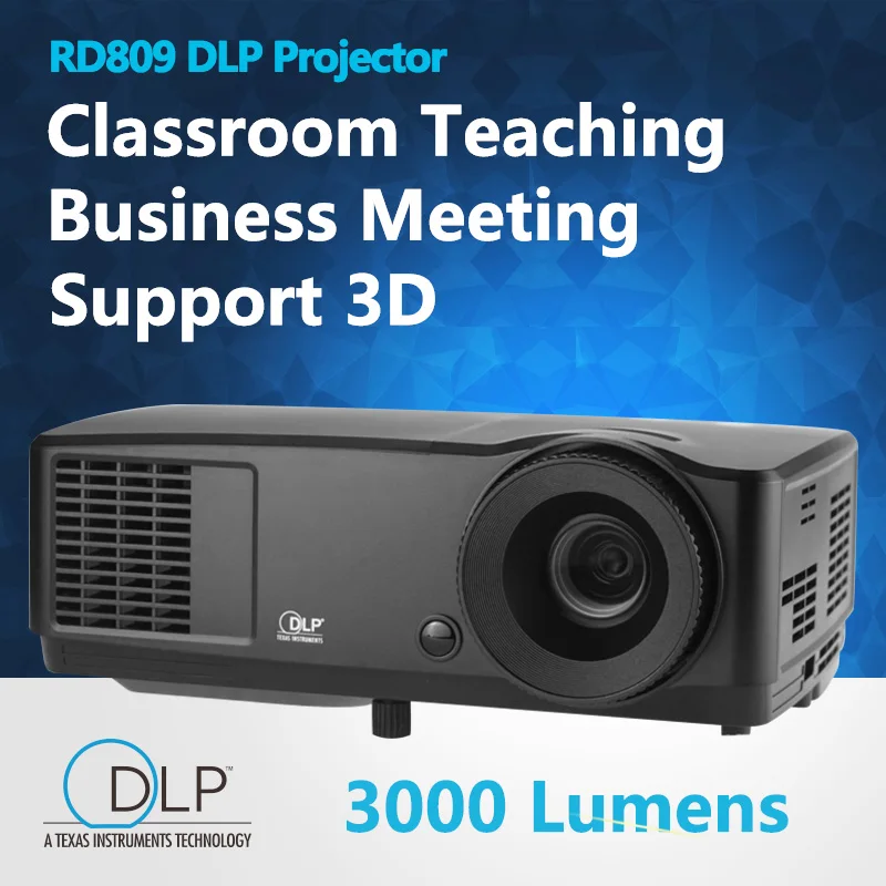 RD809 DLP проектор 3000 люмен 1024*768 фильм Бимер 3D дома Кино театральной встречи Бизнес HD