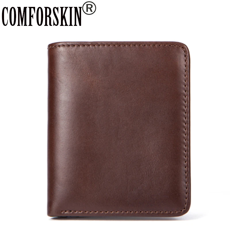

COMFORSKIN New Arrivals European American Vintage Slim Bi-fold Men Wallets 2019 Carteira Masculina Two Different Style Purse
