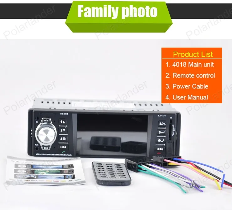 1 din 1080P video car radio Autoradio cassette player 4.1 inch Bluetooth TFT screen mp5 USB/SD/AUX FM stereo | Автомобили и