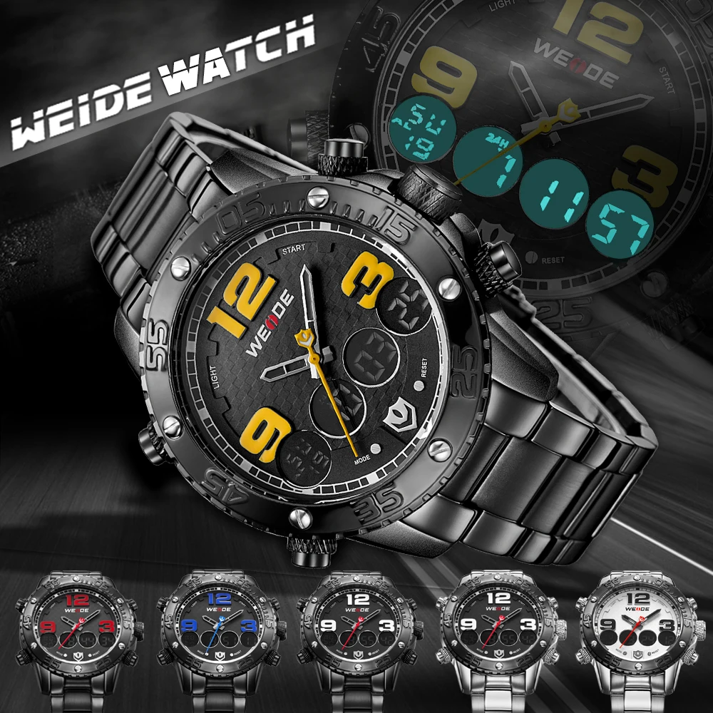 WEIDE мужские наручные часы известного бренда качественный ремешок из нержавеющей