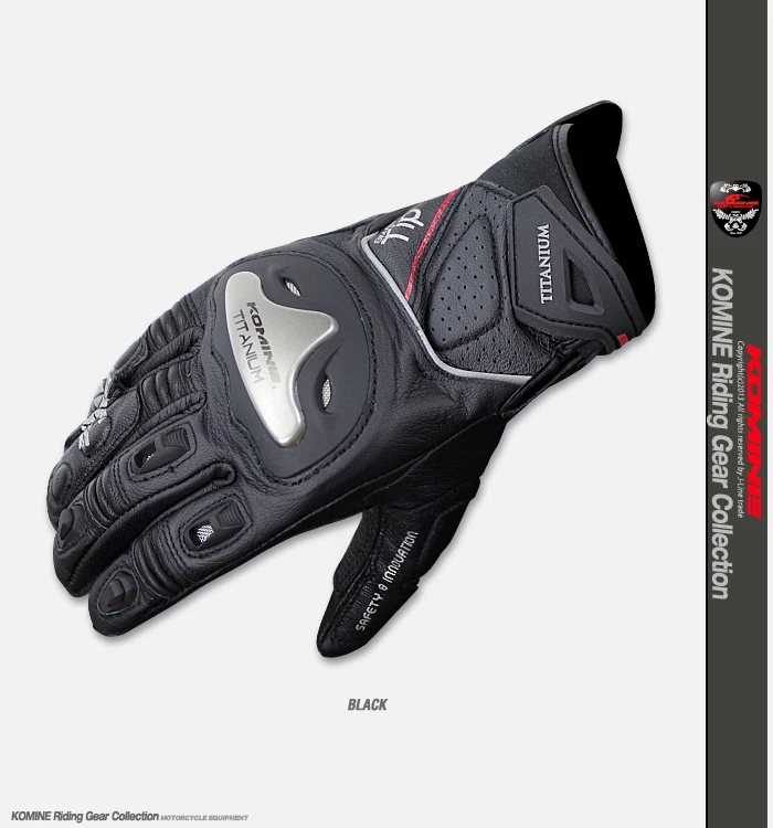 KOMINE GK-170 титановый сплав анти-осенние гоночные мотоциклетные перчатки с сенсорным экраном рыцарские перчатки - Цвет: Черный